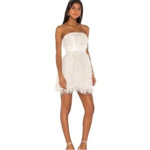 Revolve- Cream and gold feather dress